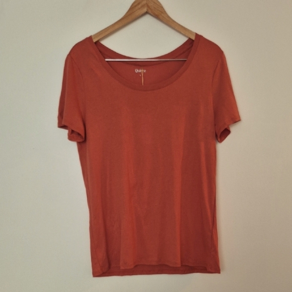 NWT Quince Modal Cotton Blend Scoop Neck T Shirt Basic Classic Burnt Orange - Picture 1 of 6